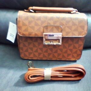 Elegant Brown Geometric Satchel